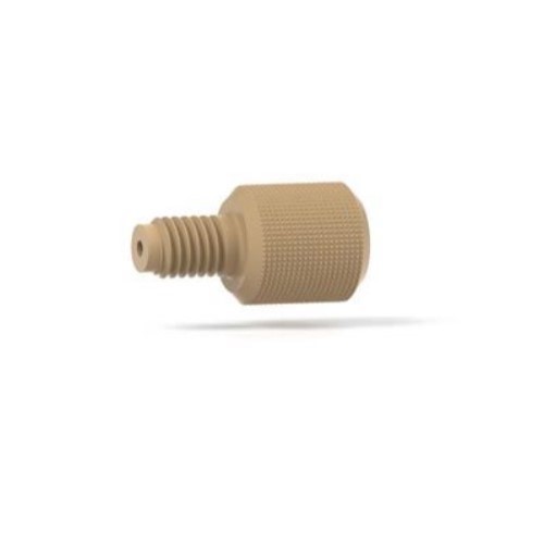 Upchurch Scientific English Threaded Adapter, 1/4-28 Flat-Bottom Female to 10-32 Flat-Bottom Male Thread, 1.25 mm Thru hole, PEEK, 100/pk - P-672C - Click Image to Close